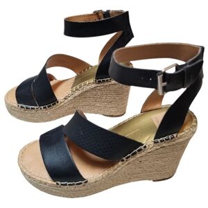 Dolce Vita Black Shayla Espadrille Wedge Sandals - Size 8.5M